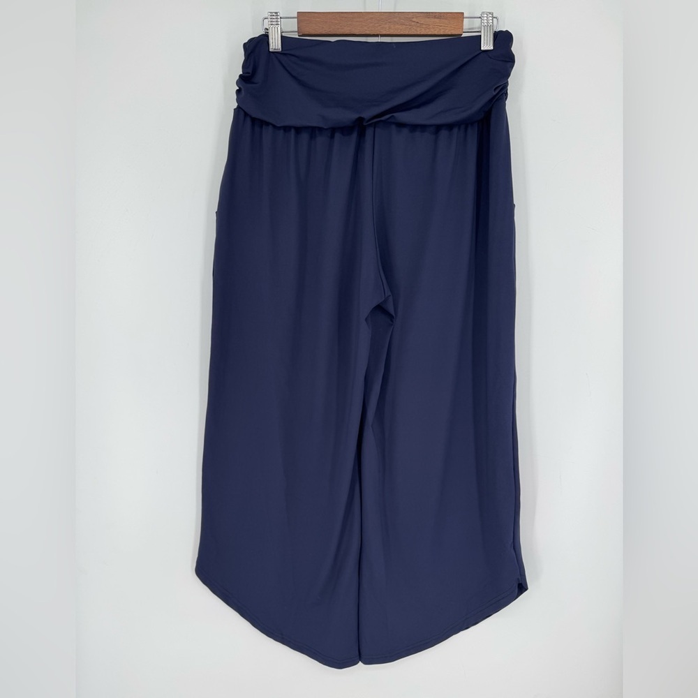 Emery Rose Women's Navy Wide Leg Stretch Neutral Minimalist Basic Pants Size XL